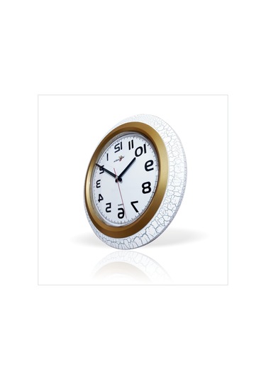 Ters Çalışan Okunan Çatlak Beyaz Çerçeve Bombe Camlı Duvar Saati Beyaz