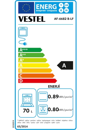 Vestel AF-6682 B-LF 70 LT Ankastre Fırın