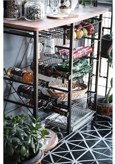 ÇOK AMAÇLI ADA MASA METAL MUTFAK BAR BANGO TEKERLEKLİ SEBZELİK