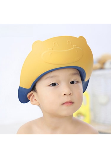 Teltree Küçükler İçin Su Geçirmez Şampuan Sapkası, Ayarlanabilir Kafa Çapı, Geniş Su Engeli Ve Kulak Koruması, Sevimli Krokodil Desenli Sarı