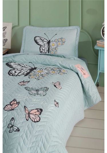 Clasy %100 Pamuk Daisy Love V1 Tek Kişilik Yatak Örtüsü Mint