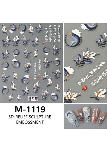 Nail Art Etiketler Çıkartmaları 5d Kabartmalı Kendinden Yapışkanlı Karikatür Çiçek Kelebek Yıldız Tırnak Çıkartmaları Siyah Ve Renkli