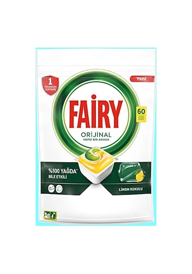 Fairy Hepsi Bir Arada Limon Kokulu Bulaşık Makinesi Deterjanı 60 Tablet