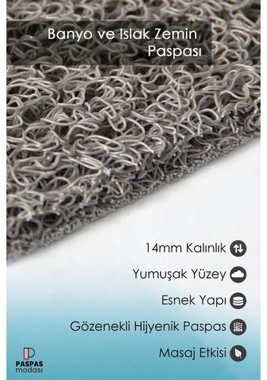 Banyo Paspası Kaymaz Paspas Su Emici Islak Zemin Duşa Kabin Ve Küvet Paspası Kivircik Paspas 40x60cm Mavi