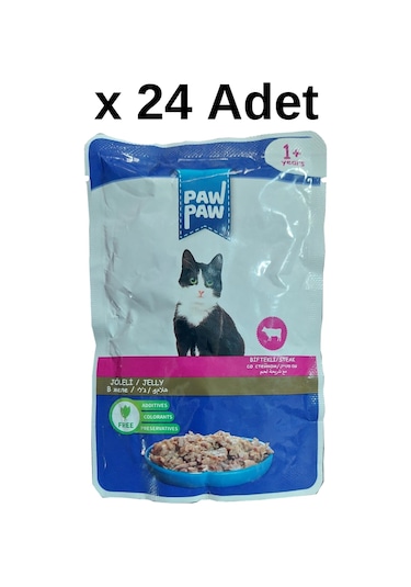 Paw Paw Jöle İçinde Biftekli Yaş Kedi Maması 85 Gr X 24 Adet