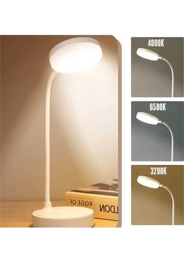 Şarjlı Dokunmatik 3 Kademe 20 Led Çalışma Okuma Işığı Flexible Berlin Masa Lambası Beyaz Beyaz
