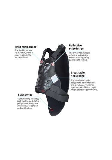 Hayalet Yarış Gh-hjy08 Motosiklet Zırh Yelek Göğüs Koruyucu Sürme Sert Kabuk Giysiler, Boyut: L Siyah