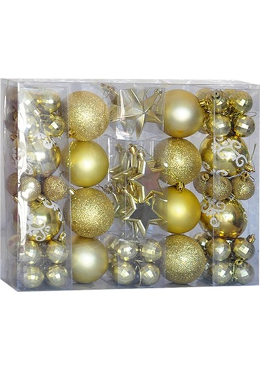 Yılbaşı Ağaç Süsleme Seti 72 Parça Altın Diğer
