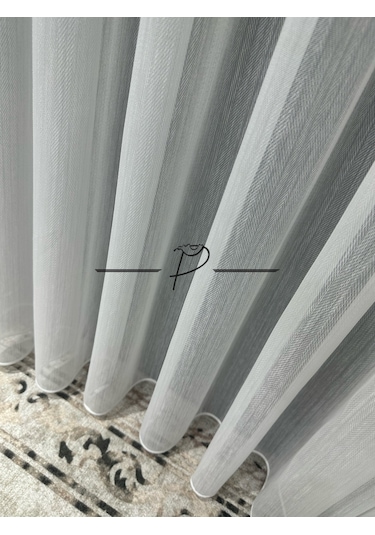 Tül Perde Simli Balık Sırtı Desen Ultra Dökümlü Etek Kurşun Sarımlı Çok Renkli