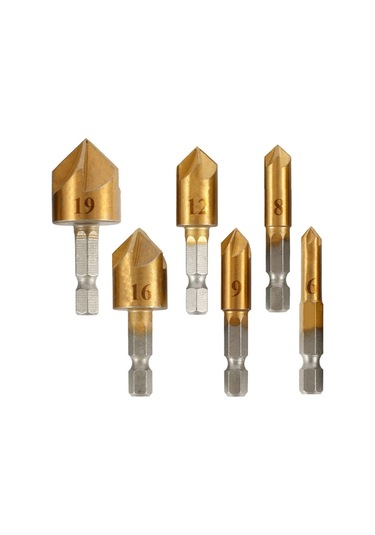 6pcs Hss Pahtıng Countersınk Paht Matkala Bıt Set 1/4 Hex Shank 90 Derece Ahşap Paplama Kesici 6mm-19mm Renk: 6pcs Ahşap