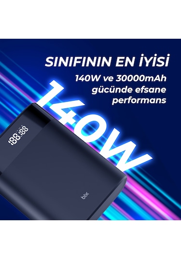 Bix Pb140w 30000mah Usb Ve 2 Type-c Pd 140w Üç Çıkışlı Powerbank