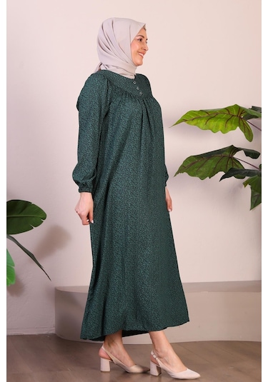 Kadın Uzun Buyuk Beden Anne Elbise Yazlik Tesettur Giyim 001