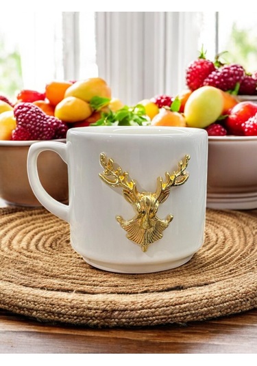 Seramik Kupa Bardak Geyikli Tasarım