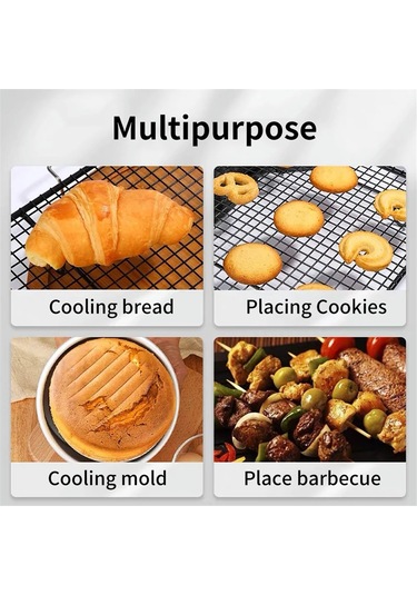 3 Adet Kek Soğutma Rafı, Siyah Karbon Çelik Ekmek Kurutma Ağı, Ağ Rafı B Siyah
