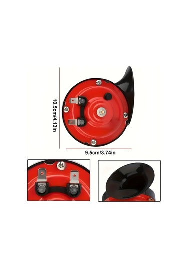 Meridiangoods Red1pc Motosiklet Salyangoz Kornası Yüksek Sesli Araç Kornası Modifiye
