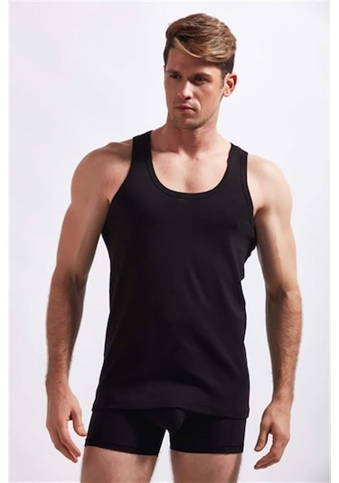 Josejuan 3'lü Erkek Atlet %100 Pamuk Ribana 3200-3'lü Siyah