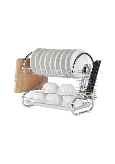 Wondernest Tier Rafı Raf Paslanmaz Çelik Kurutma Drenaj Bulaşık Beyaz 2 Katlı - Dayanıklı Mutfak Organizasyonu Beyaz