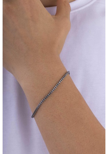 Gümüş Pazarım Tilki Kuyruğu Erkek Çelik Zincir Bileklik Çok Renkli