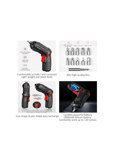 3.6v Akülü Elektrikli Elektrikli Tornavida Seti 47 Adet
