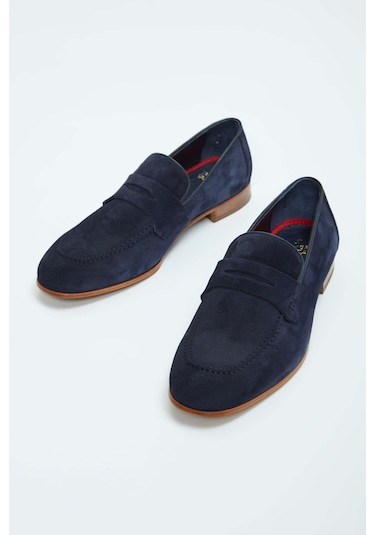 Tamer Tanca Erkek Hakiki Deri Lacivert Süet Loafer Ayakkabı 183 27305 Erk Ayk Sk23/24 Lacı Suet Lacivert