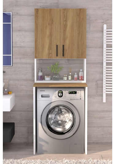 Üst Dolaplı Çok Amaçlı Çamaşır Makinesi Dolabı Çam Çam
