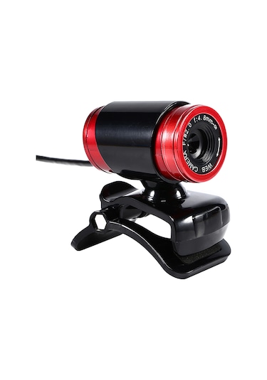 Yaleker Usb 2.0 Web Kamerası, Gürültü Engelleme Mikrofonlu, 300.000 Piksel, 360 Dönebilen, Otomatik Beyaz Dengesi, Masaüstü Ve Dizüstü Bilgisayarlar İçin, Siyah-kırmızı