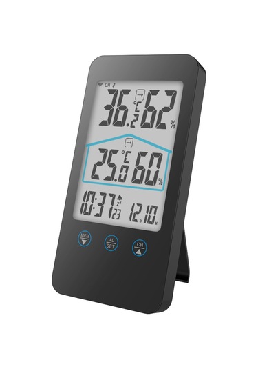 Yifomall Dokunmatik Tuşlu Dış/iç Sıcaklık Nem Ölçer - 30m Kablosuz Sensörlü İklim İzleyici Sistemi Siyah, Pil Yok