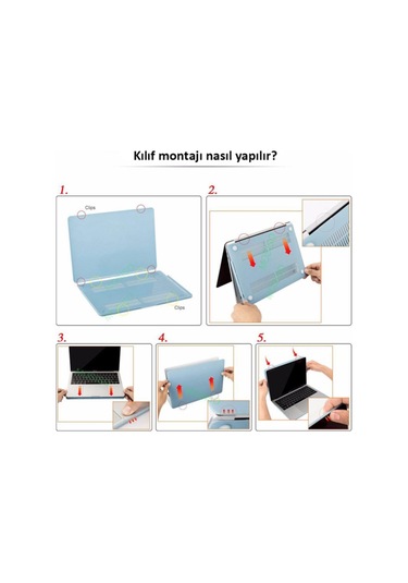 Macbook Air 13" A1932 A2179 Uyumlu Kristal Şeffaf Koruma Kılıfı Kapak + Usb Çevirici Çok Renkli