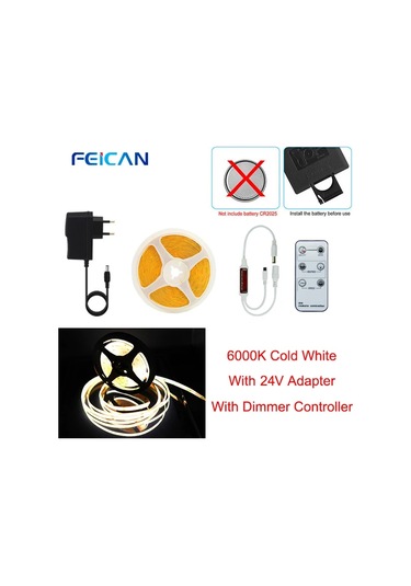 Keskin 24v Cob Led Şerit Işık 320leds/m Yüksek Parlaklık Esnek Ra90 Yatak Odası Aydınlatma Yayan Color8 31-40w 5m