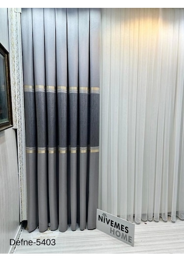 Nivemeshome Defne Gri Ft614166 V-5403 1/3 Sık Pileli Fon Perde Apm Gri