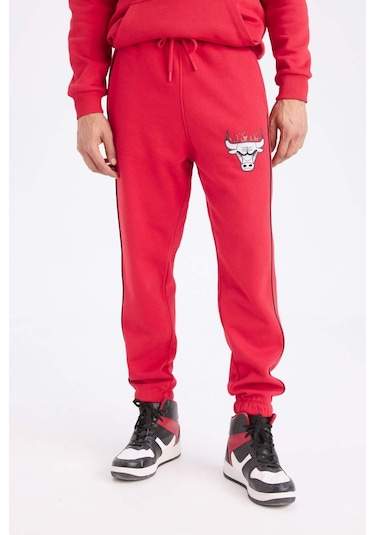 DeFactoFit NBA Chicago Bulls Kalın Jogger Eşofman Altı Standart Fit Cepli Beli Bağcıklı D6564AX25SPBR244