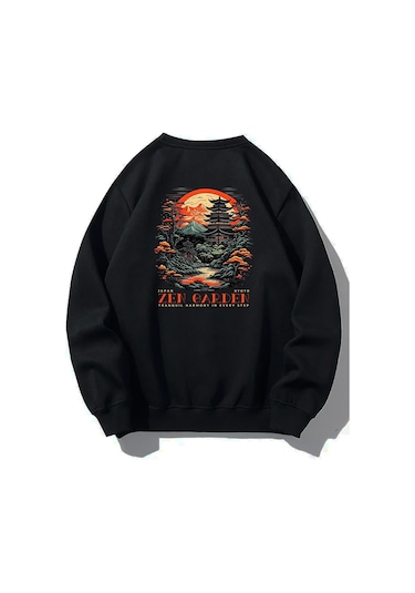 Brz Collection Unisex Oversize Zen Garden Sweatshirt-siyah Siyah