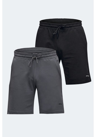 Slazenger Vardah 2 Li Set Erkek Cepli Şort Siyah - Koyu Gri