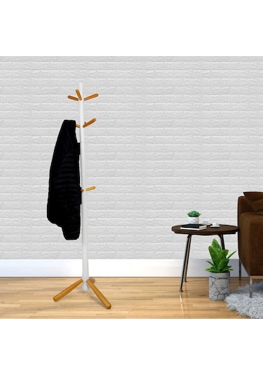 Just Home Viva Ayaklı Askılık - Beyaz / Natürel - 173 Cm Beyaz / Natürel Beyaz - Naturel