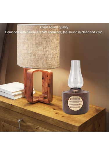 Bukrem Store Retro Ahşap Görünümlü Bluetooth Hoparlör & Lamba Vintage Tasarım, Usb Şarj, Ses & Aydınlatma Kombinasyonu