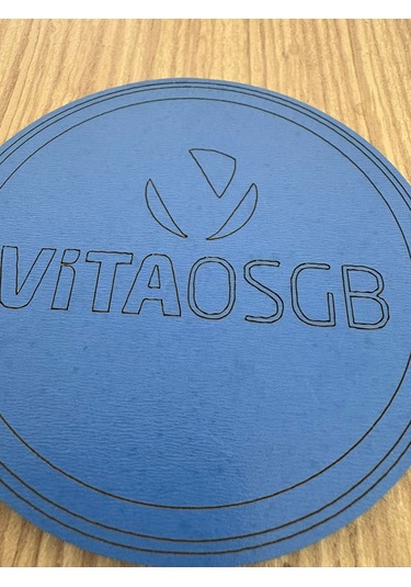 10'lu Kişiye / Şirkete Özel Logolu Bardak Altlığı Seti Lazer Kesim Kurumsal Hediye 9 Cm Koyu Mavi