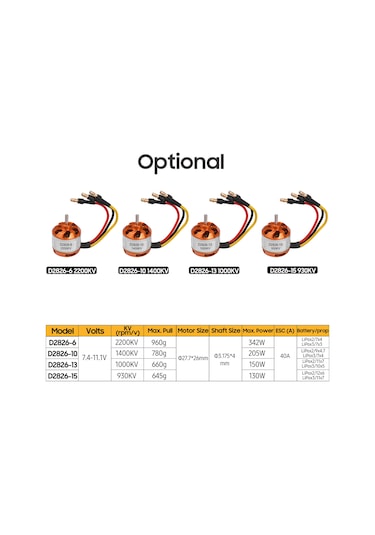 Youmex Model D2826-15 930kv Bakır Rengi Sabit Kanat Uçak/model Uçak Brushless Motor