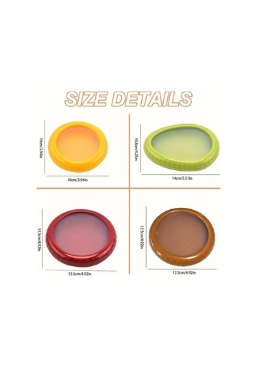 Xuweiwei 4'lü Büyük Kapasiteli Silikon Saklama Kabı Meyve Sebze Dondurucu Kırmızı Yeşil Sarı Turuncu