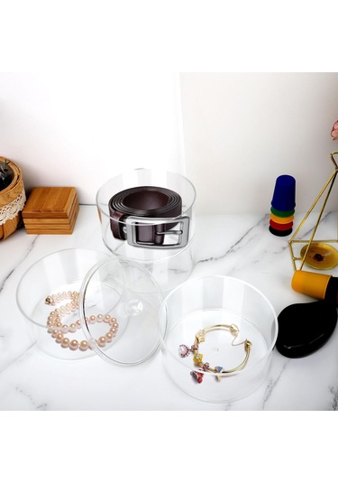 Akrilik Kemer Düzenleyici 2 Katlı Şeffaf 5.5in Çap Güçlü Hafif Kemer Vitrini ŞEFFAF