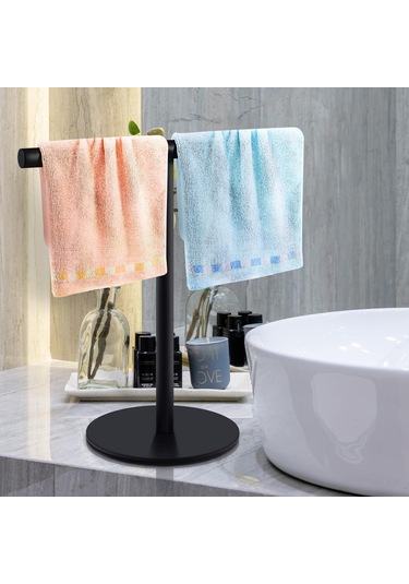 Tenfowee Sus304 Paslanmaz Çelik Mat Siyah 4 Kanca T Tipi Havluluk - Dairesiz Kurulum, Anti-skayma Tabanlı, Banyo/mutfak Multifonksiyonel Havlu Ve Küçük Eşya Tutucu Siyah