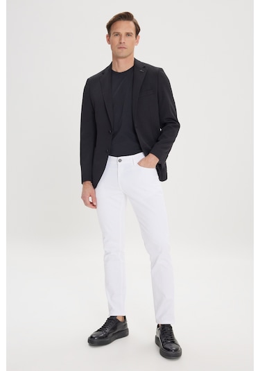 Ac&Co / Altınyıldız Classics Erkek Sıyah Slim Fit Dar Kesim Mono Yaka Casual Ceket Sıyah Siyah