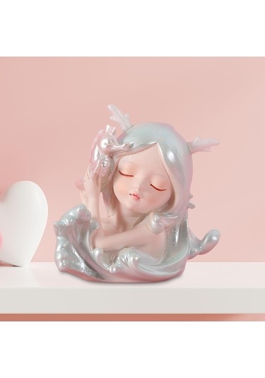 Opulentliving Ofis Dekorasyonu Sevimli Küçük Kız Figürü Doğum Günü Hediyesi 8 Cm Reçine Küçük