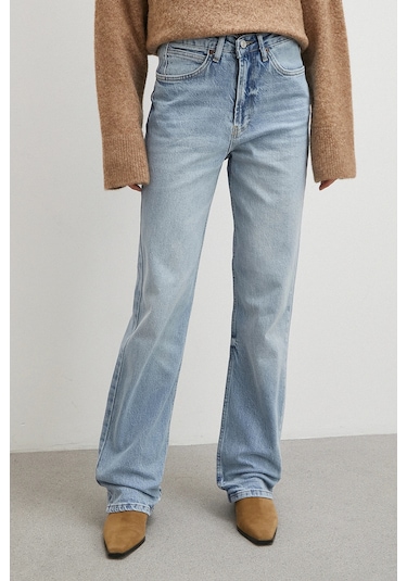 Yüksek Bel Straight Fit Jean Buz Mavisi Buz Mavisi