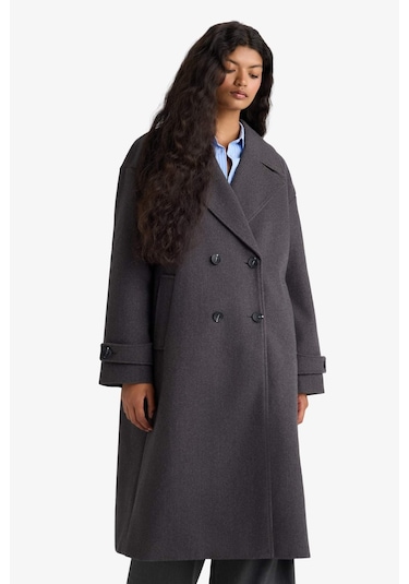 Defacto Regular Fit Düğmeli Uzun Kaşe Kaban F1197ax25wnar229 Antrasit-ar229