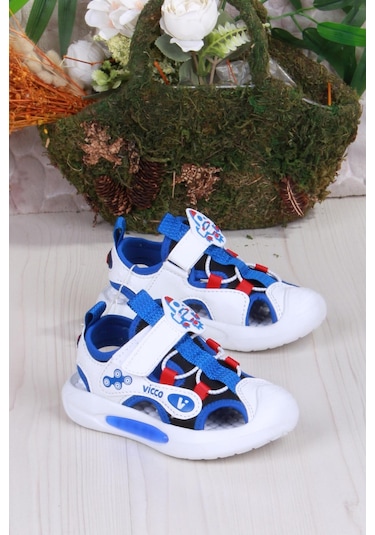 Vicco 332.p25y.221 Rocket Saks Mavi Esnek Rahat Işıklı Erkek Çocuk Sandalet Saks