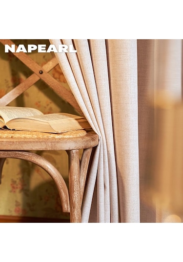 Mavi 1 Adet Napearl Düz Renk Taklit Keten Pencere Tül Oturma Odası Perdesi Sırf Perde Mutfak Kapı Yatak Odası Perdesi W100cm X L130cm