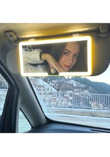 Fastbuy Dream011 Siyah Led Araç Makyaj Aynası - Yolcu Tarafı, Pratik Düzeltmeler İçin, Tüm Araçlar İçin Uygun Siyah