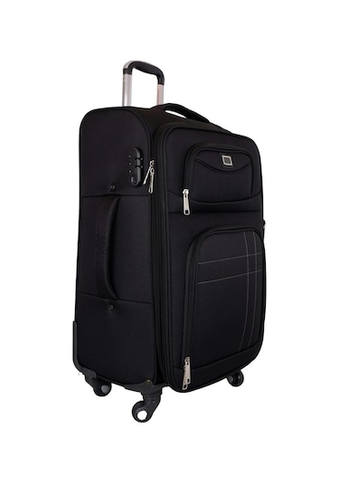 Bagacar Ultra Hafif Körüklü Kumaş Büyük Boy Valiz Siyah