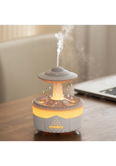 Rogfer Ufo Su Damlası Aromaterapi Nemlendirici Masaüstü Uzaktan Kumandalı Difüzör, Fiş: Ab Fiş Beyaz