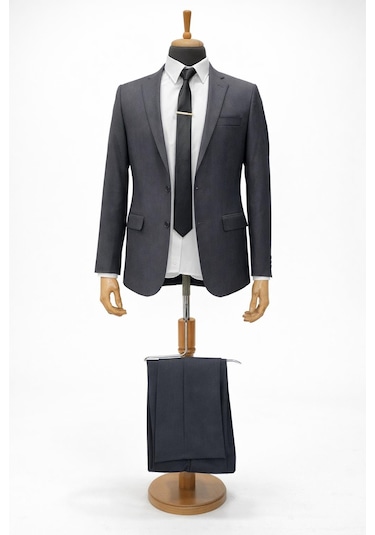 Erkek İtalyan Kesim Regular Fit Takım Elbise - 7486 Gri
